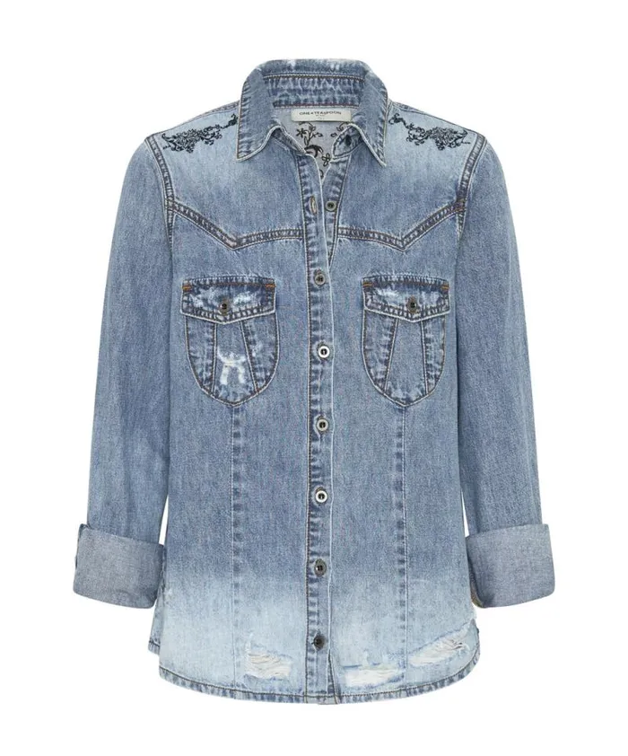 Women BLACKSTONE FITTED DENIM SHIRT One Teaspoon Denim Tops