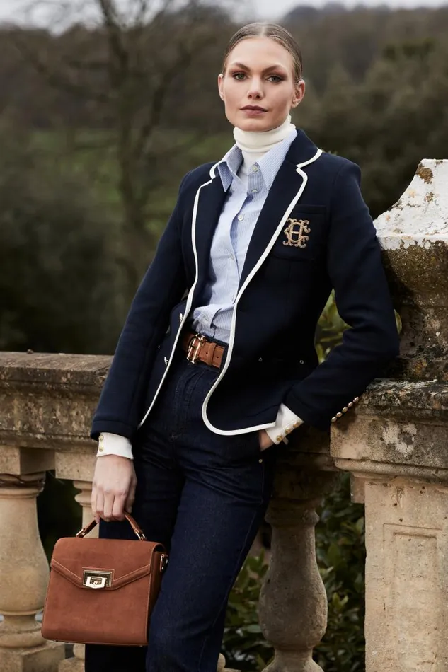 Women Blazers Holland Cooper Henley Blazer Ink Navy