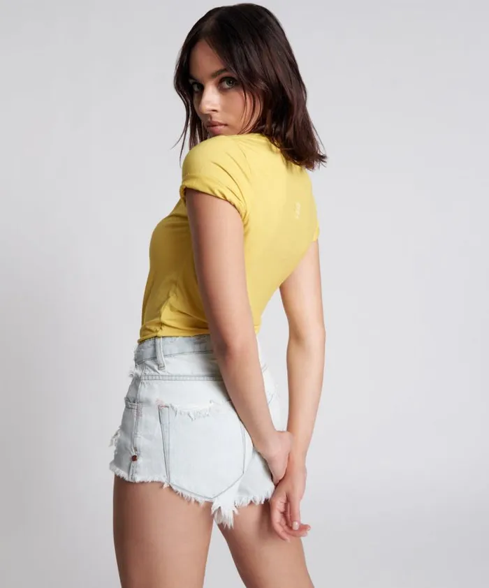 Women BLAZING YELLOW LOGO FITTED TEE One Teaspoon Tees and Tanks Women BLAZING YELLOW LOGO FITTED TEE One Teaspoon Tees and Tanks