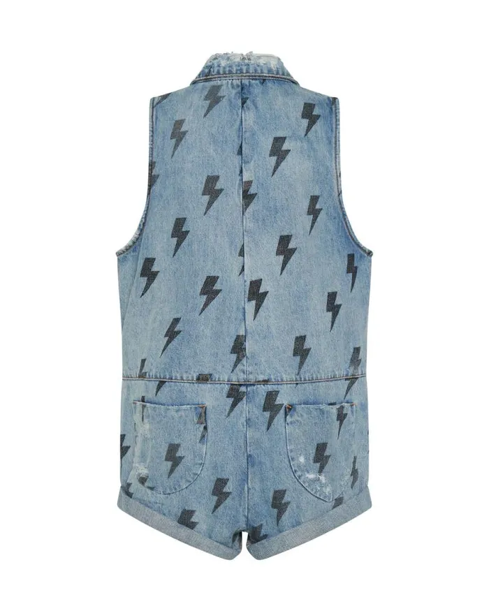 Women BLUE LIGHTNING MINI BRAXTON JUMPSUIT One Teaspoon Denim Jumpsuits