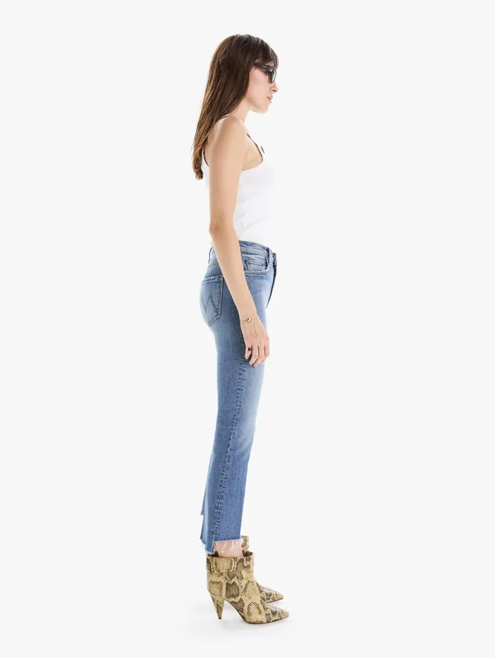 Women Bootcut Mother Denim The Insider Crop Step Fray Medium Blue