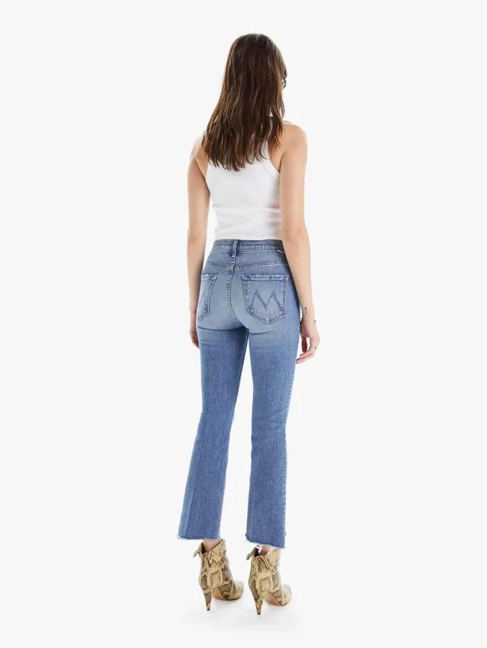 Women Bootcut Mother Denim The Insider Crop Step Fray Medium Blue