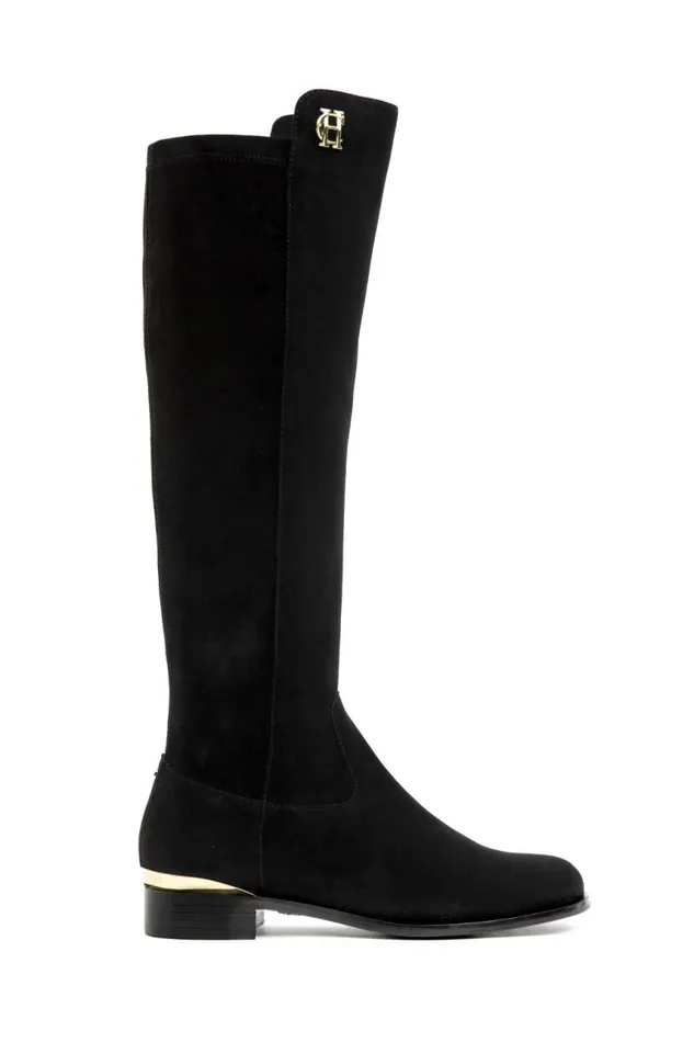 Women Boots Holland Cooper Albany Knee Boot Black Suede