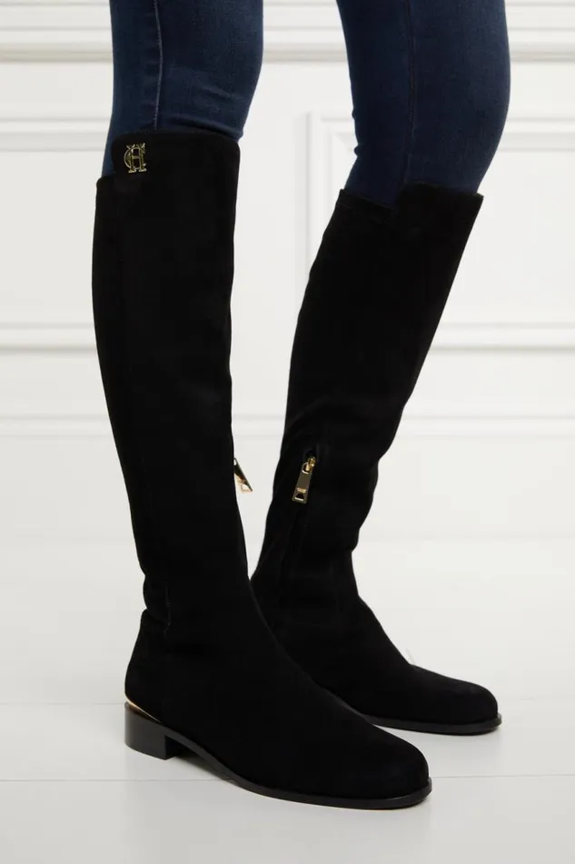 Women Boots Holland Cooper Albany Knee Boot Black Suede Women Boots Holland Cooper Albany Knee Boot Black Suede