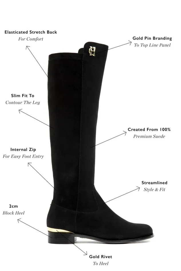 Women Boots Holland Cooper Albany Knee Boot Black Suede Women Boots Holland Cooper Albany Knee Boot Black Suede