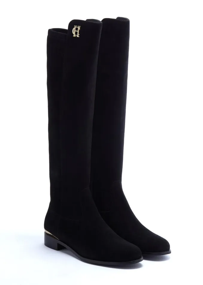 Women Boots Holland Cooper Albany Knee Boot Black Suede Women Boots Holland Cooper Albany Knee Boot Black Suede