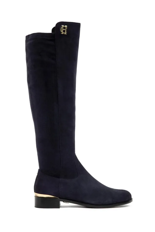 Women Boots Holland Cooper Albany Knee Boot Ink Navy Suede