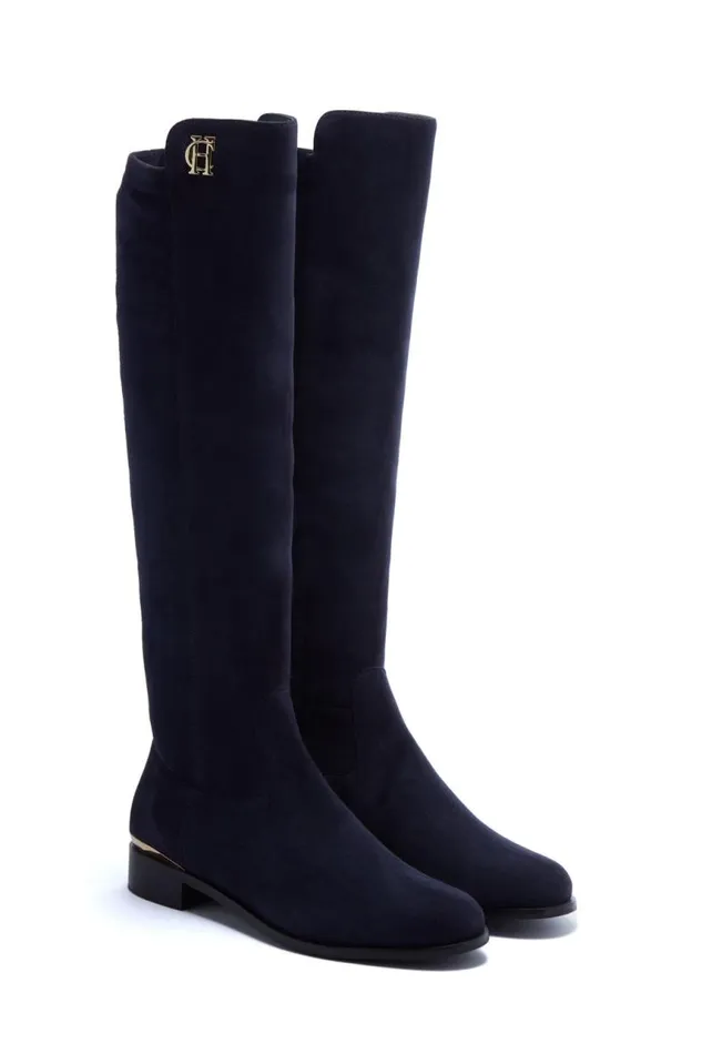 Women Boots Holland Cooper Albany Knee Boot Ink Navy Suede