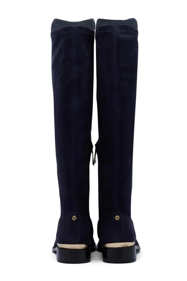 Women Boots Holland Cooper Albany Knee Boot Ink Navy Suede