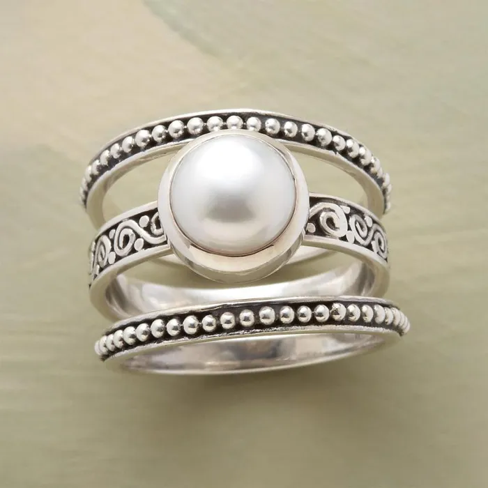Women Boundaries Pearl Ring Trio Sundance Catalog Rings