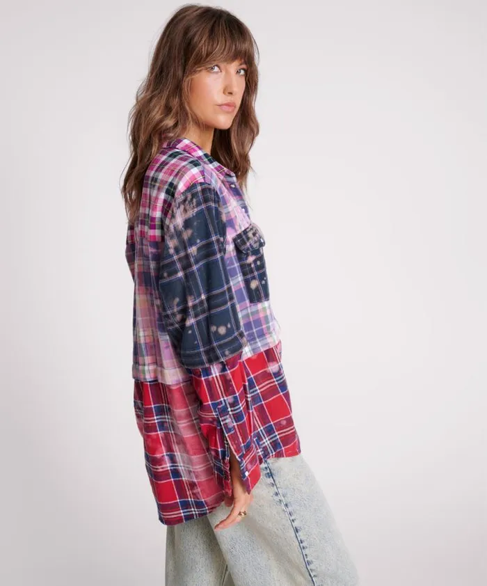 Women BUTTON OFF DISTRESSED FLANNEL SHIRT One Teaspoon Shirts Women BUTTON OFF DISTRESSED FLANNEL SHIRT One Teaspoon Shirts