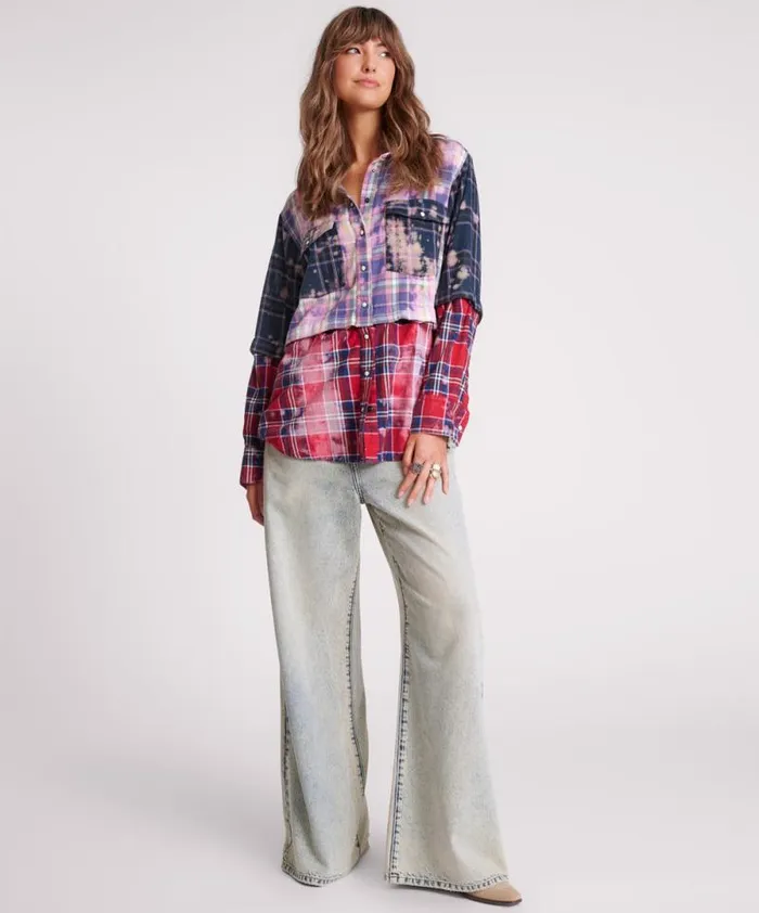 Women BUTTON OFF DISTRESSED FLANNEL SHIRT One Teaspoon Shirts Women BUTTON OFF DISTRESSED FLANNEL SHIRT One Teaspoon Shirts