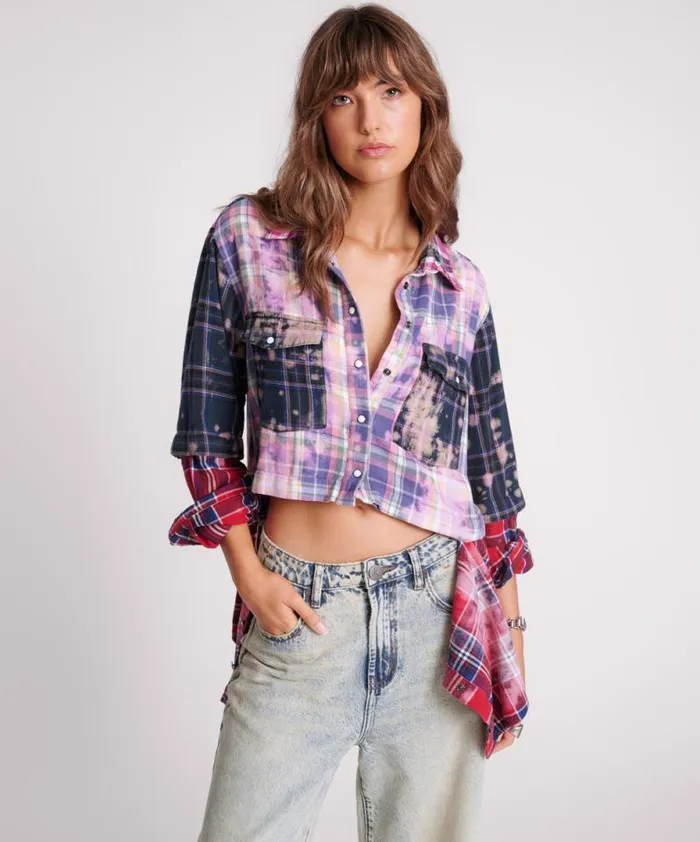 Women BUTTON OFF DISTRESSED FLANNEL SHIRT One Teaspoon Shirts Women BUTTON OFF DISTRESSED FLANNEL SHIRT One Teaspoon Shirts