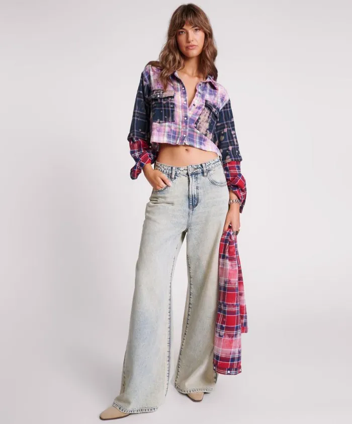 Women BUTTON OFF DISTRESSED FLANNEL SHIRT One Teaspoon Shirts Women BUTTON OFF DISTRESSED FLANNEL SHIRT One Teaspoon Shirts