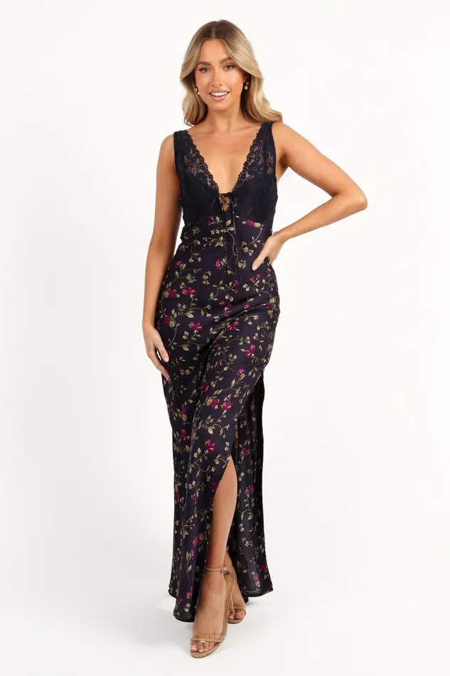 Women Cammy Maxi Slip Dress Midnight Floral Floral Dresses Petal and Pup