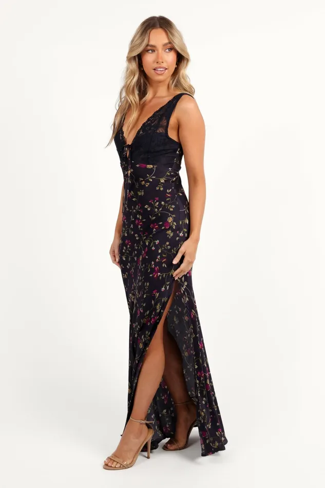 Women Cammy Maxi Slip Dress Midnight Floral Floral Dresses Petal and Pup