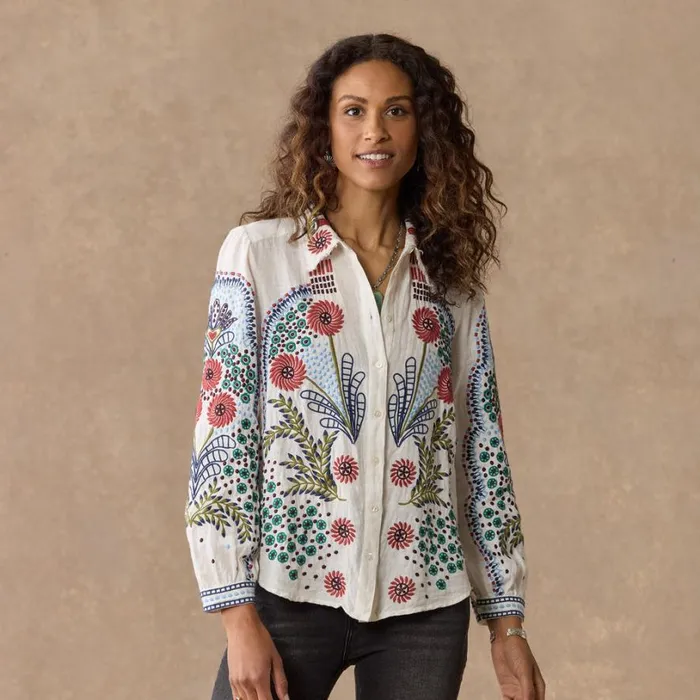 Women Canyon Sunset Shirt White Sundance Catalog Tops