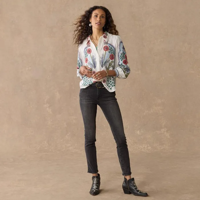Women Canyon Sunset Shirt White Sundance Catalog Tops
