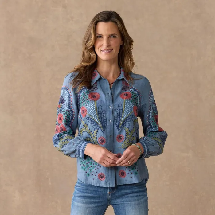 Women Canyon Sunset Shirt White Sundance Catalog Tops