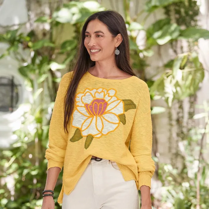 Women Celestial Bloom Sweater Sunshine Sundance Catalog Sweaters