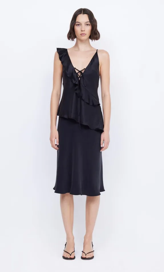Women CHANTILLY SILK FRILL CAMI 8211 BLACK Bec Bridge Sleeveless