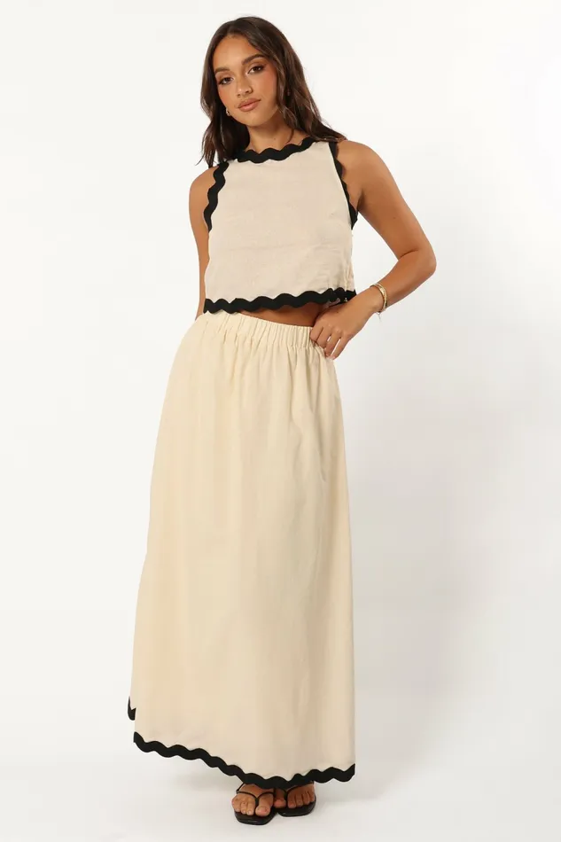 Women Chrissy Two Piece Set Cream Black Matching Sets Petal and Pup