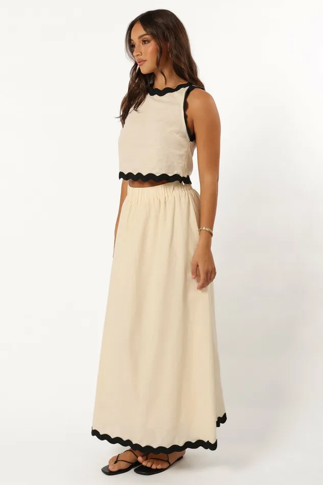 Women Chrissy Two Piece Set Cream Black Matching Sets Petal and Pup