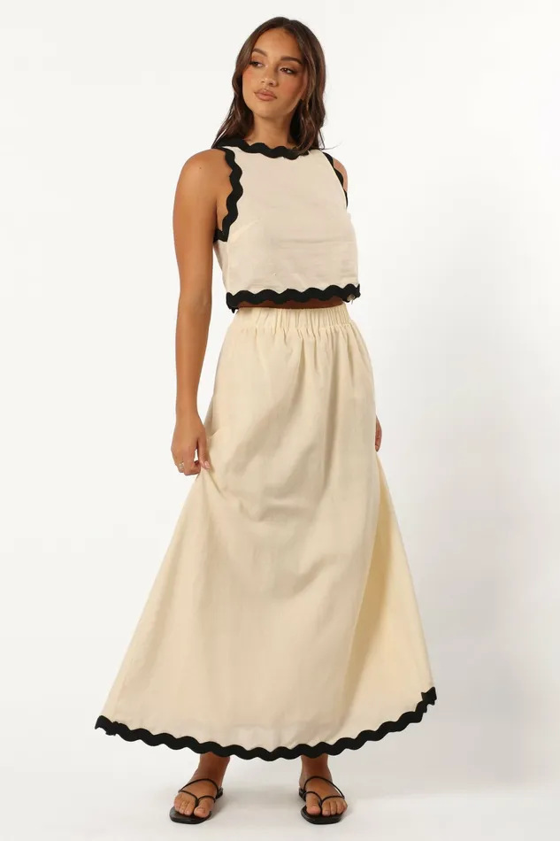 Women Chrissy Two Piece Set Cream Black Matching Sets Petal and Pup