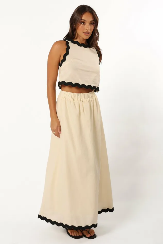 Women Chrissy Two Piece Set Cream Black Matching Sets Petal and Pup