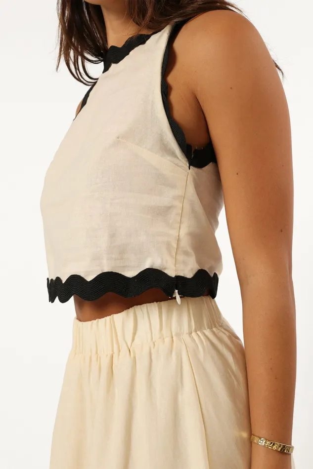 Women Chrissy Two Piece Set Cream Black Matching Sets Petal and Pup