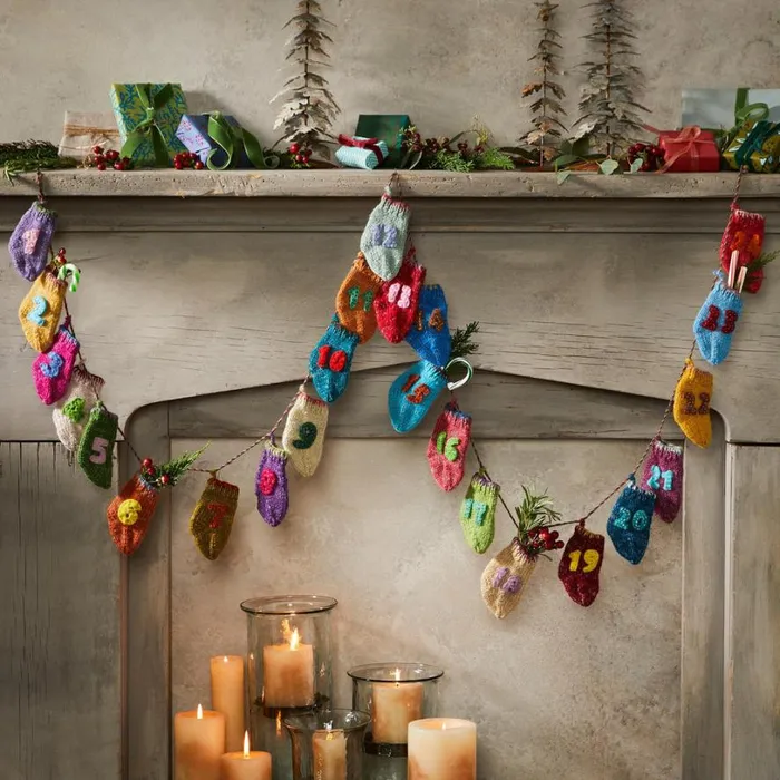 Women Christmas Countdown Stockings Garland Sundance Catalog Seasonal
