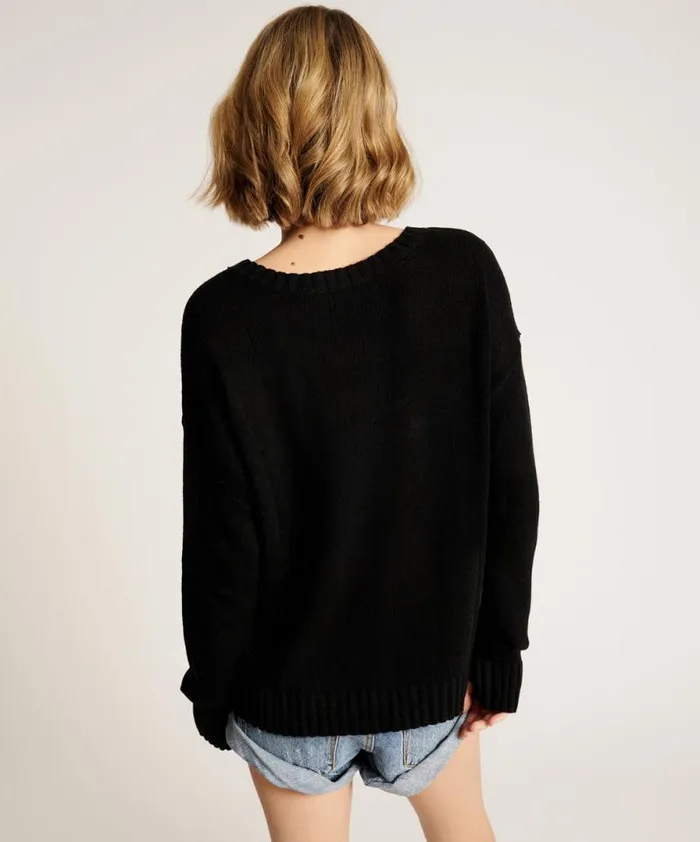 Women CLASSIC POCKET CHUNKY KNIT SWEATER BLACK One Teaspoon Knitwear Women CLASSIC POCKET CHUNKY KNIT SWEATER BLACK One Teaspoon Knitwear