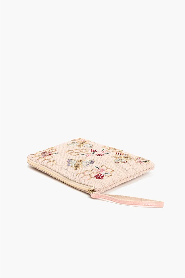Women Clutches America and Beyond Rose Gold Bee Wristlets HandWoven Jacquard Design