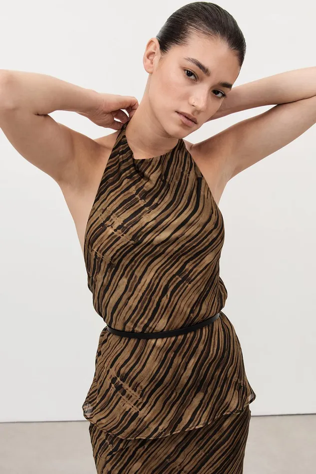 Women Co Ord Sets DISSH FLEUR DARK CHOCOLATE HIGH NECK TOP