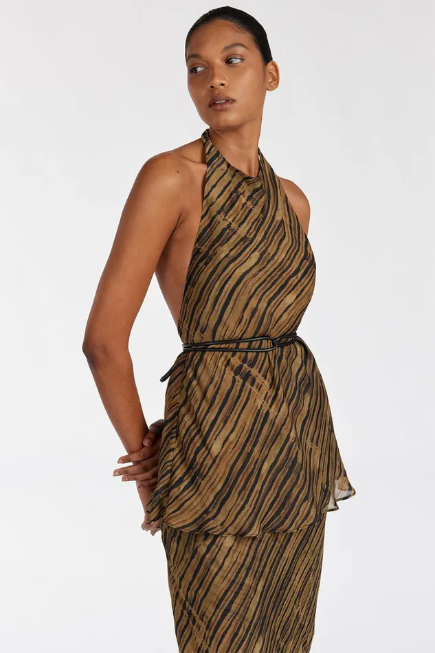 Women Co Ord Sets DISSH FLEUR DARK CHOCOLATE HIGH NECK TOP