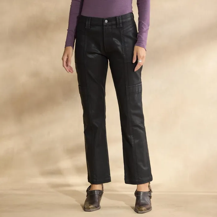 Women Coated Bronte Cargo Pants Petite Black Sundance Catalog Petite Styles
