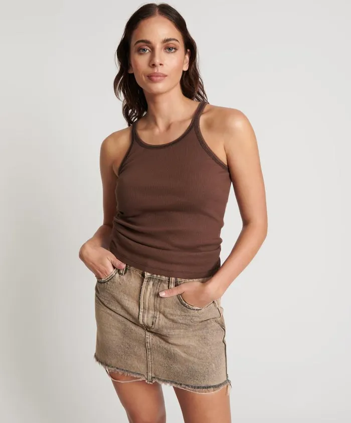 Women COCOA RIBBED TANK TOP One Teaspoon Tees and Tanks