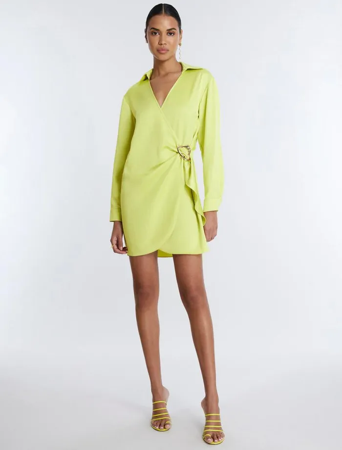 Women Connie Faux Wrap Mini Dress Yellow Plum BCBG Dresses Women Connie Faux Wrap Mini Dress Yellow Plum BCBG Dresses