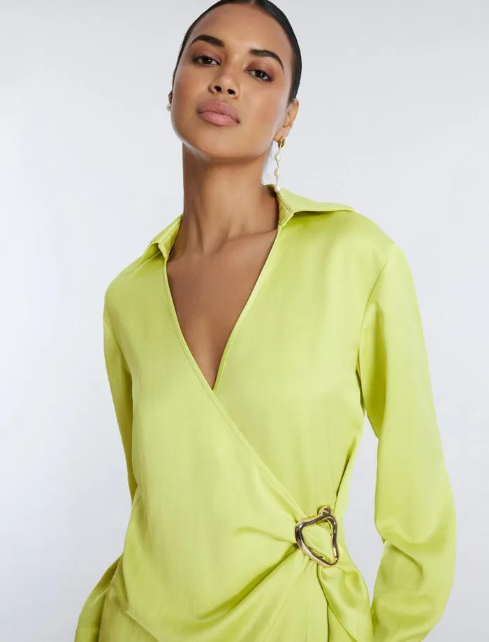Women Connie Faux Wrap Mini Dress Yellow Plum BCBG Dresses Women Connie Faux Wrap Mini Dress Yellow Plum BCBG Dresses