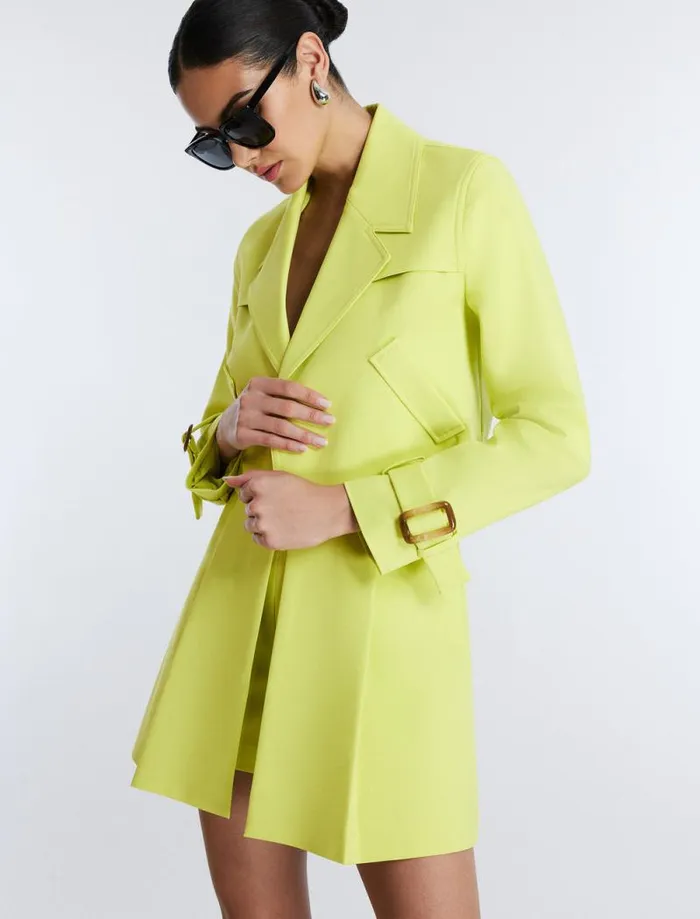 Women Cropped Trench Jacket Yellow Plum BCBG Suiting Women Cropped Trench Jacket Yellow Plum BCBG Suiting