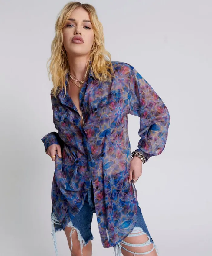 Women CYMATIC REFLECTIONS UTILITY SHIRT One Teaspoon Shirts