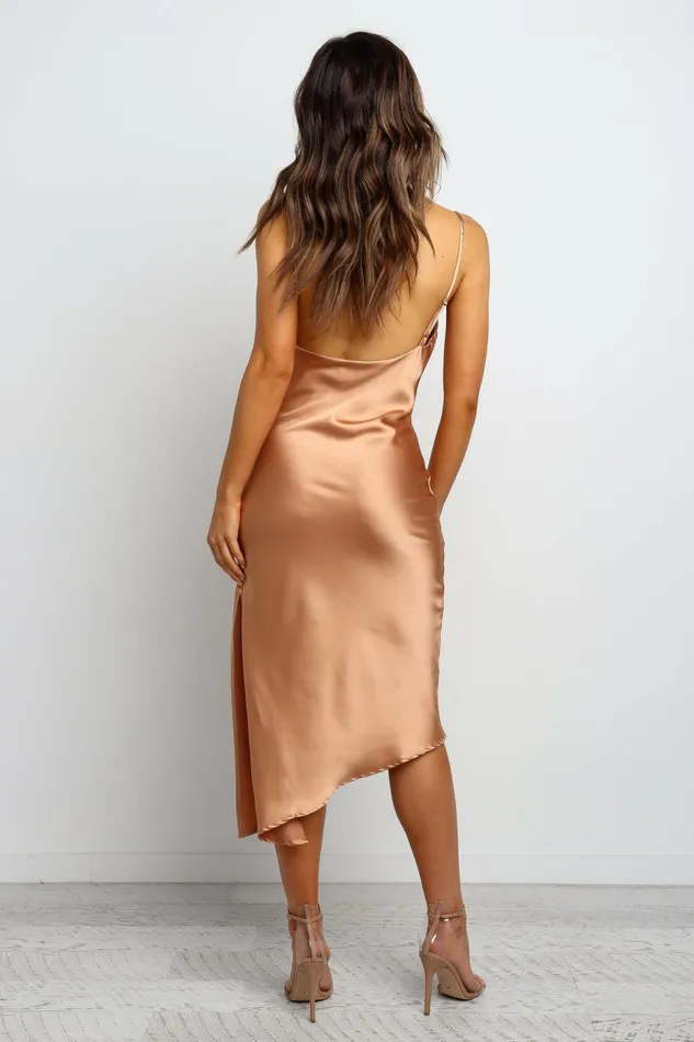 Women Cyprus Dress Gold Satin Dresses Petal and Pup