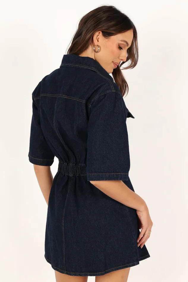 Women Denim Petal and Pup Hailey Denim Mini Dress Dark