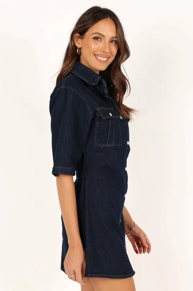 Women Denim Petal and Pup Hailey Denim Mini Dress Dark