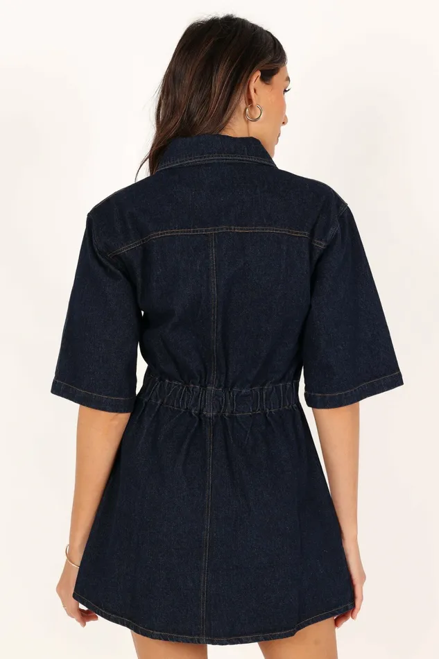 Women Denim Petal and Pup Hailey Denim Mini Dress Dark