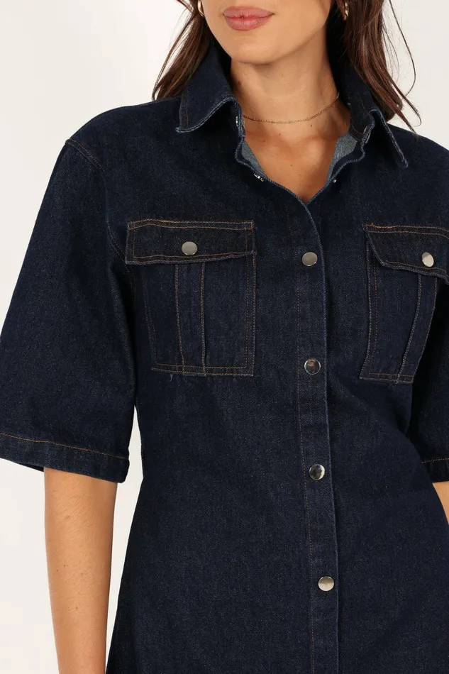 Women Denim Petal and Pup Hailey Denim Mini Dress Dark