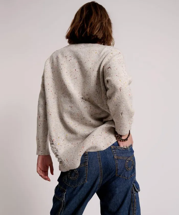 Women DISTRESSED FISHERMAN KNIT SWEATER WHITE One Teaspoon Knitwear Women DISTRESSED FISHERMAN KNIT SWEATER WHITE One Teaspoon Knitwear