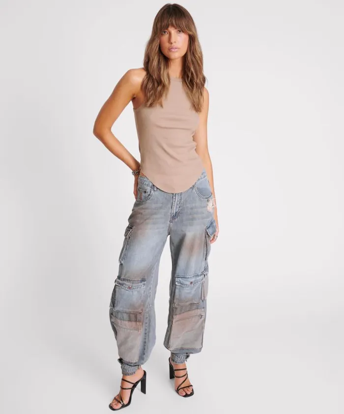 Women DISTRESSED RAMONE RIB TANK One Teaspoon Tops