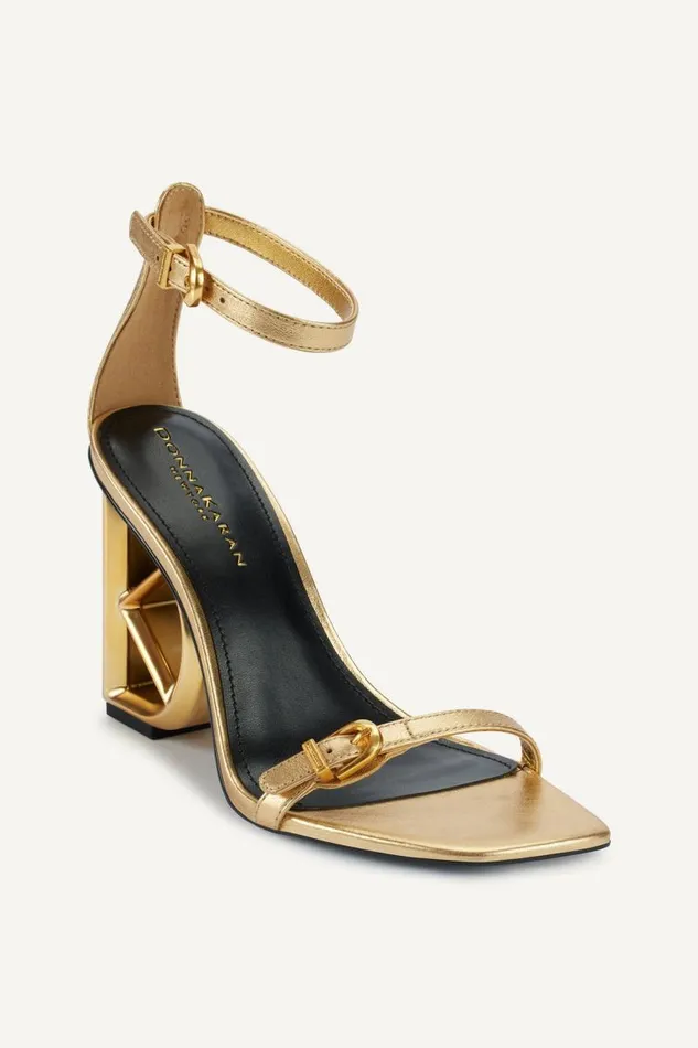 Women DK ANKLE STRAP SANDAL Gold Donna Karan New York Sandals