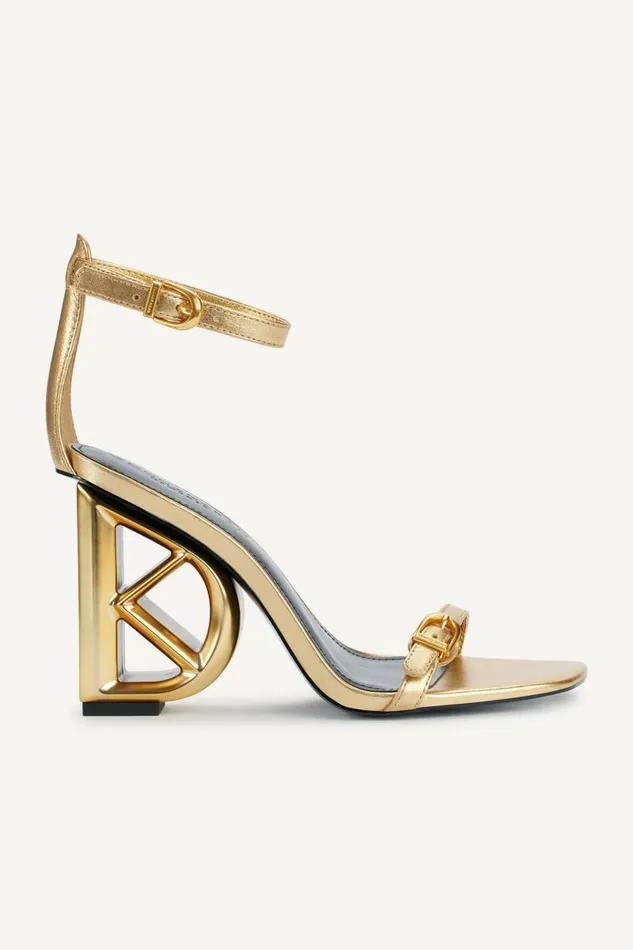 Women DK ANKLE STRAP SANDAL Gold Donna Karan New York Sandals